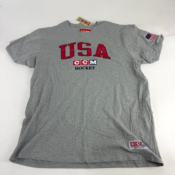 New CCM Athletic Grey USA Short Sleeve Tee | Senior XXL | #191520698836