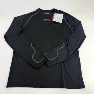 New CCM Black Mens Pro Cut Long Sleeve Top | Senior XXL | #191520511296