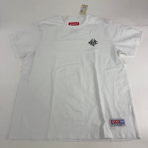 New CCM White Monochrome Short Sleeve Emblem Tee | Senior XXL | #191520735500