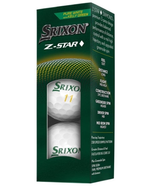 Srixon Z-Star Diamond Limited Edition Golf Balls (White/Kelly Green, 3pk) NEW