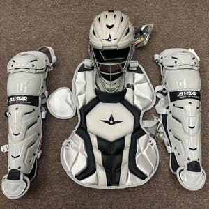 All Star System 7 Axis Youth 10-12 Catchers Gear Set - Silver Black