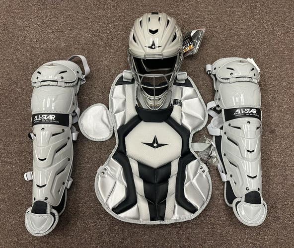 All Star System 7 Axis Youth 10-12 Catchers Gear Set - Silver Black