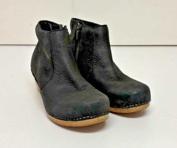 Dansko Maria Marbled Black Leather Side-Zip Booties EU 39 US Women's 8.5-9