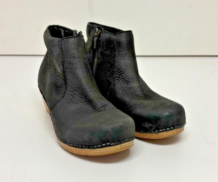 Dansko Maria Marbled Black Leather Side-Zip Booties EU 39 US Women's 8.5-9