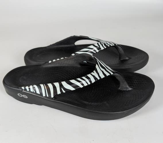 OOFOS OOriginal Womens Size: 7 Lightweight Recovery Comfort Zebra Sandals Shoes