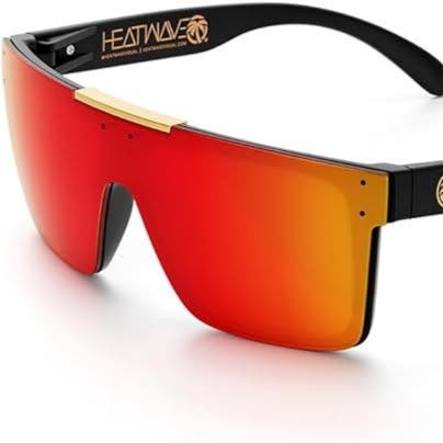 Polarized Heatwave Quatro Shield Sunglasses Black Frame Orange Mirror Lens H10