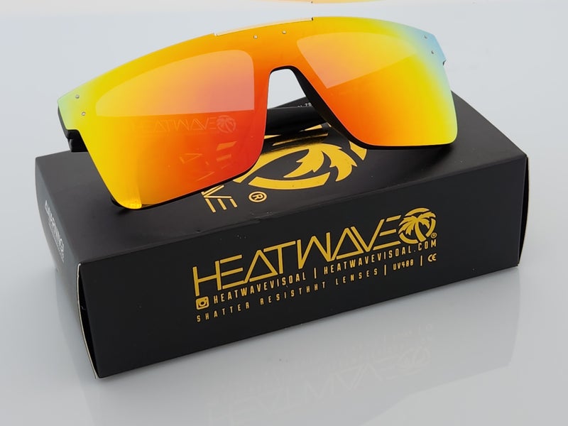 Polarized Heatwave Quatro Shield Sunglasses Black Frame Orange Mirror Lens H10