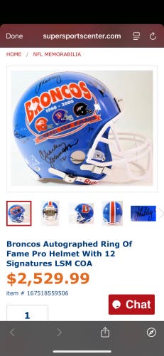 Broncos Autographed Ring Of Fame Pro Helmet With 12 Signatures LSM COA