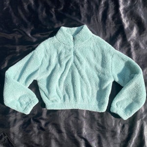 SO Size Medium Teal Blue Green Fleece Cinched Waist Jacket