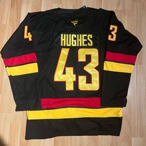 Quinn Hughes Black Vancouver Canucks Hockey Men's Jersey Stitched Size 52