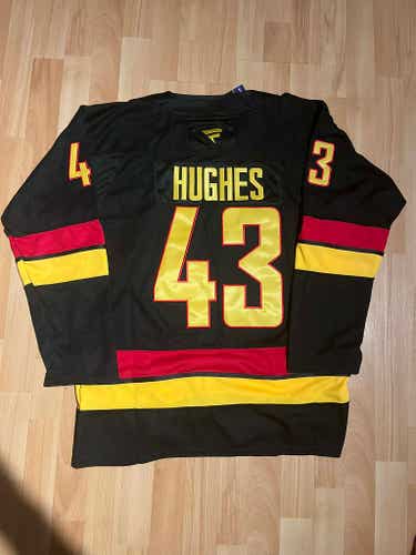 Quinn Hughes Black Vancouver Canucks Hockey Men's Jersey Stitched Size 52