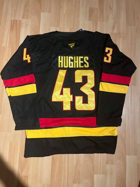 Quinn Hughes Black Vancouver Canucks Hockey Men's Jersey Stitched Size 54