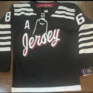 New Jersey Devils #86 Jack Hughes Hockey Black Stitched Jersey Adult Large (52)
