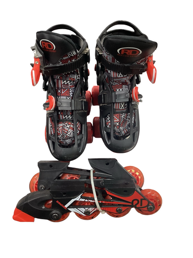 Used RollerDerby ADJUSTABLE Junior Roller Quad Skates Black Adjustable 11613-S000171627