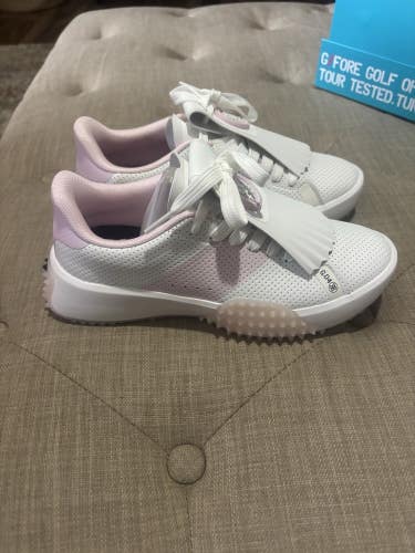 G/Fore Ladies G.112 Perforated Saddle Kiltie Golf Shoe Snow/Blush Size 6.5 NEW