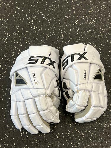 Used STX CELL IV Lacrosse Gloves Mens White 13" 11849-S000033616