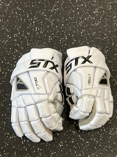 Used STX CELL IV Lacrosse Gloves Mens White 13" 11849-S000033616
