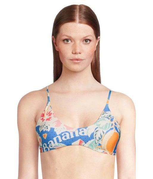 Maaji Tropical Bliss Liberties Top Women's Small Blue Stretch Swimwear TLW589
