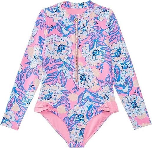 Lilly Pulitzer Denning Rashguard Upf 50+ One-Piece Kids 5 Multi Swimsuits TLW579