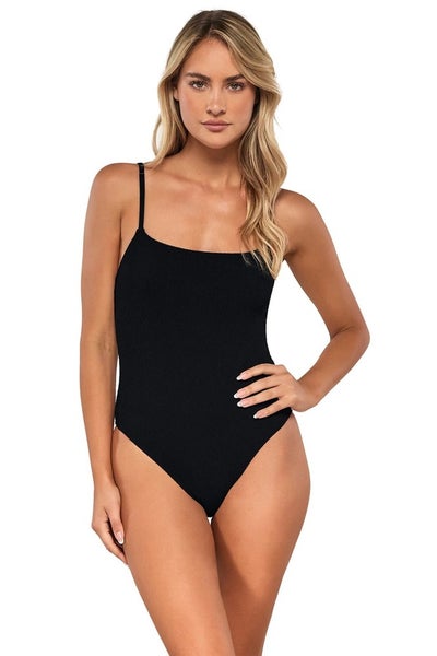 Sunsets Ariel One-Piece Womens M Black Stretch Adjustable Strap Swimsuits TLW565