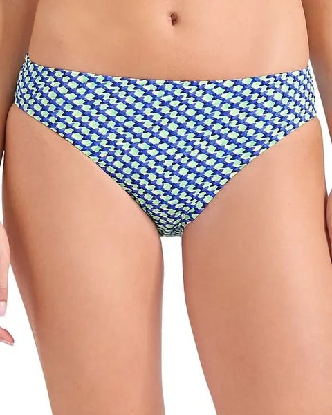 Tommy Bahama Palm Modern Mosaic Hi-Waist Bottom Women's S Blue Swimwear TLW553