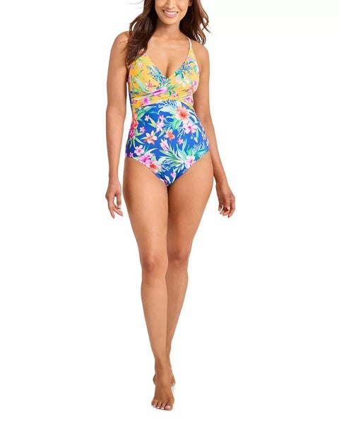 Tommy Bahama Isola Vita One Piece Women's 6 Palace Blue Rev Swimsuits TLW560