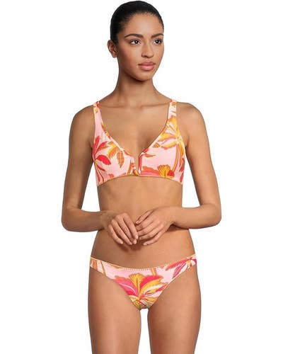 Maaji Palms Victoria Bralette Bikini Top Women Medium Pink V-Wire Stretch TLW576