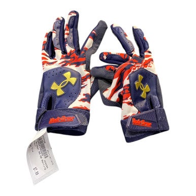 Used Under Armour BB/SB Batting Gloves Navy Blue MD 11375-S000369498