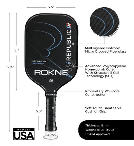 ROKNE Republic 1.16 Widebody Pickleball Paddle