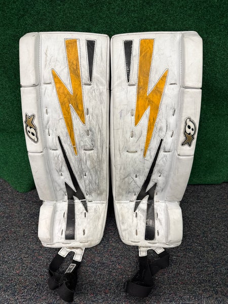 White & Yellow Youth Brian's NetZero 2 Goalie Leg Pads (Used) | 25”