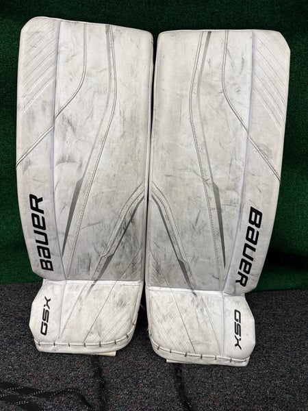 White Bauer GSX (2023 Model) Goalie Leg Pads (Used) | Junior Small (26+)