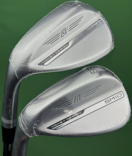 Titleist Vokey SM10 Chrome LEFT Hand Wedge Set 56-14*, 60-10* SW LW Steel LH NEW