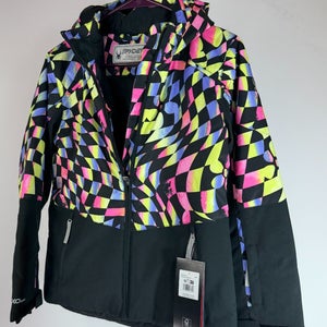 Spyder Conquer Insulated Ski Jacket Girls Size 16 Black Multicolor