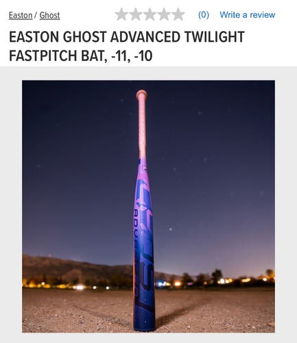 2026 Easton Ghost Advanced Twilight Composite Bat (-10) 23 oz 33" (New)