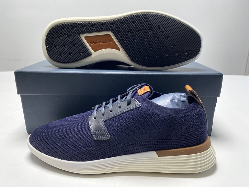 Wolf and Shepherd Swiftknit Derby Shoes Navy Blue Men's SZ 8 (WS F20 SP06 D080)