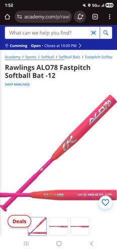 Rawlings Alo78 Bat (-12) 16 oz 28" (New)