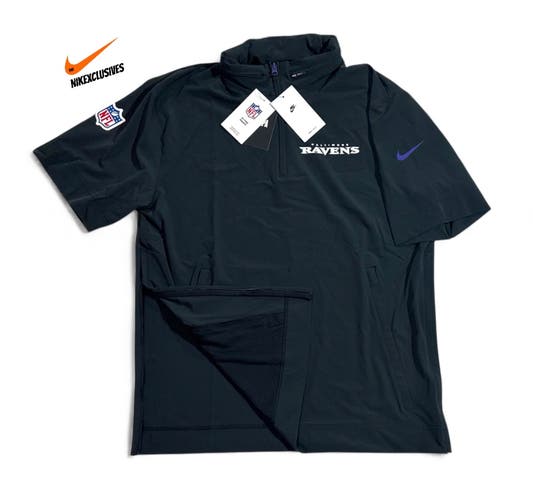 Nike Dri-FIT NFL BALTIMORE RAVENS 1/2-Zip Short-Sleeve Hooded Top Windbreaker Jacket FQ9387-010