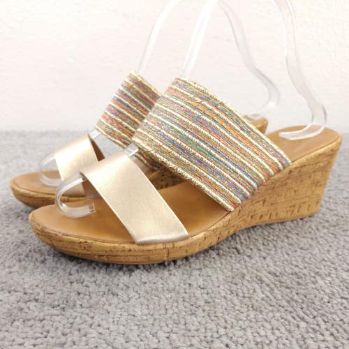 Italian Shoemakers Platform Sandals Womens Size 6 Shoes Multicolor Brown Slip On
