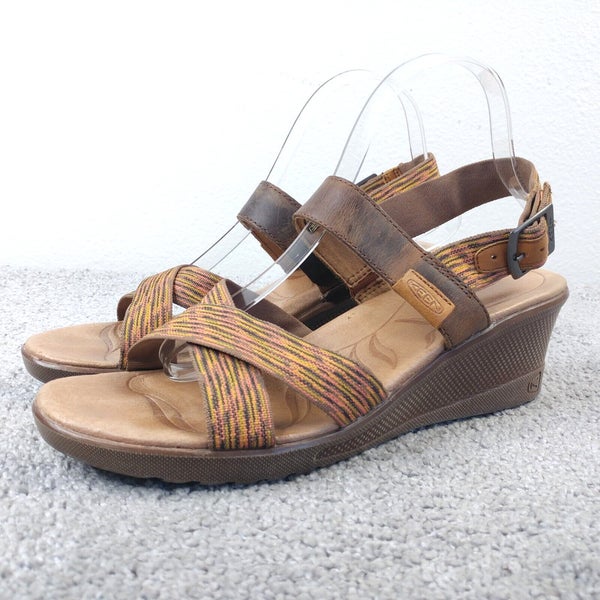 KEEN Skyline Wedge Sandals Womens Size 10 Shoes Brown Ankle Strap Slingback