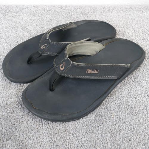 OluKai Ohana Sandals Mens Size 12 Shoes Flip Flops Beach Black Gray Slip on