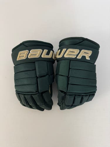 Used Size 14" Green/Gold Bauer Pro Series Pro Stock Gloves