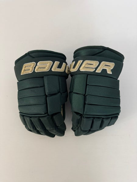 Used Size 14" Green/Gold Bauer Pro Series Pro Stock Gloves