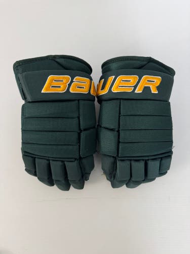 Used Size 14" Green/Gold Bauer Pro Series Pro Stock Gloves