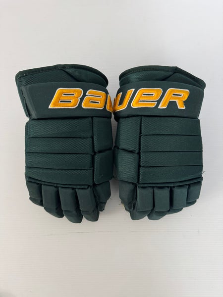 Used Size 14" Green/Gold Bauer Pro Series Pro Stock Gloves