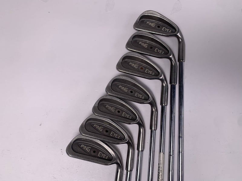 Ping Eye 2 Iron Set 3-9 Orange Dot 2* Flat Karsten ZZ-Lite Regular Mens RH -1/2"