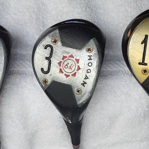 Vintage Ben Hogan Wood Set Driver, 3 & 4 Woods (3 clubs) Speed Slot 030 RH; Steel Shafts