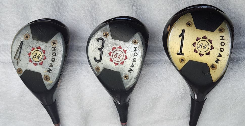 Vintage Ben Hogan Wood Set Driver, 3 & 4 Woods Speed Slot 030 RH; Steel Shafts