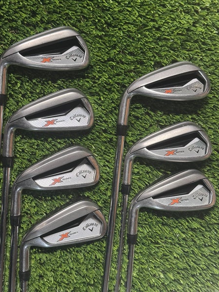 Left Handed Callaway X Series N415 Iron Set 5-PW-AW Uniflex Flex Steel Shafts