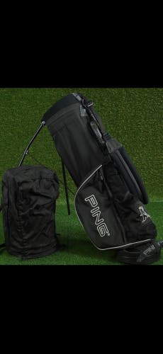 PING K56 STAND BAG 4 WAY DIVIDERS GOLF BAG, BLACK USA FLAG ~ LOOK!!