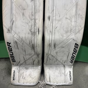 White Bauer Supreme Mach Goalie Leg Pads (Used) | Senior Small (33+)